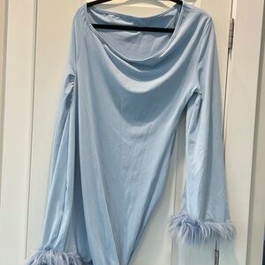 Pastel blue shorts jumpsuit